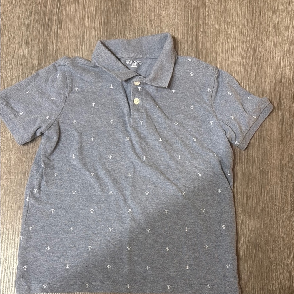Old Navy Gray Kids Polo with Anchor Pattern